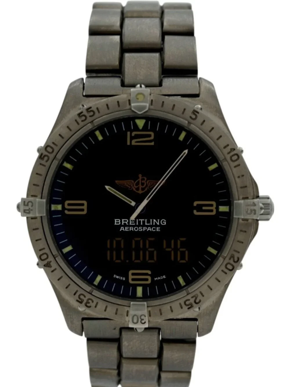 Breitling 40mm Men's Aerospace Titanium Multifunction Blue Dial Watch- E56062!